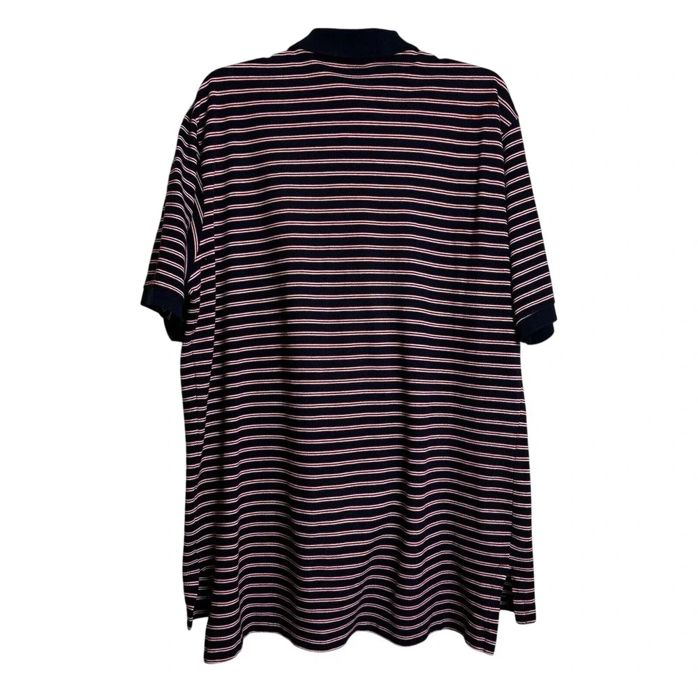 Polo Ralph Lauren Mens XL Striped Golf‎ Crest Polo Shirt Navy Blue Red Cotton